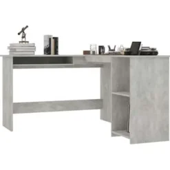 vidaXL - Hoekbureau - Grijs - Bewerkt hout New