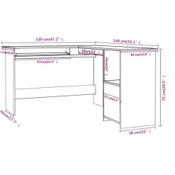 vidaXL - Hoekbureau - Wit - Bewerkt hout Clearance