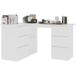 vidaXL - Hoekbureau - Wit - Bewerkt hout New