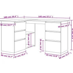 vidaXL - Hoekbureau - Wit - Bewerkt hout New