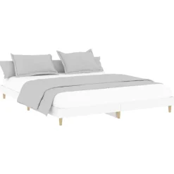 vidaXL - Hout bed frame met lattenbodem - Wit - 140x200 cm