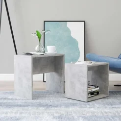 vidaXL - In Elkaar Passend Tafeltje - Grijs - Bewerkt hout Online