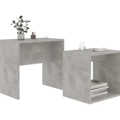 vidaXL - In Elkaar Passend Tafeltje - Grijs - Bewerkt hout Online