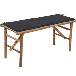 vidaXL - Inklapbaar Tuinbank met antraciet kussen - Bamboe - 118x38x45 cm