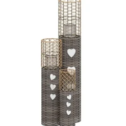 vidaXL - Kaarsenhouder - Grijs - Wicker Online