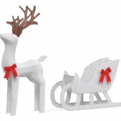 vidaXL - Kerstdecoratie rendier en slee met LED's - Koudwit - Stof en metaal