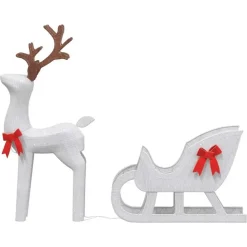 vidaXL - Kerstdecoratie rendier en slee met LED's - Koudwit - Stof en metaal