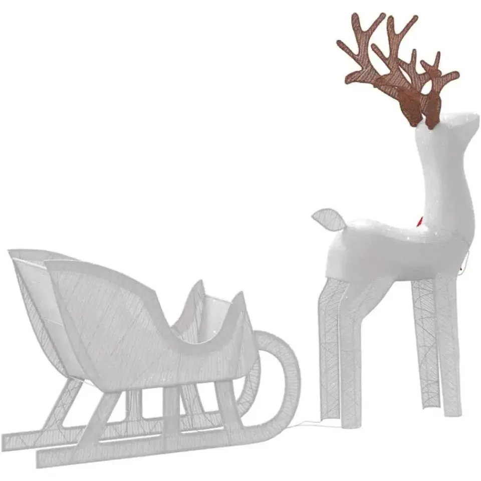 vidaXL - Kerstdecoratie rendier en slee met LED's - Koudwit - Stof en metaal