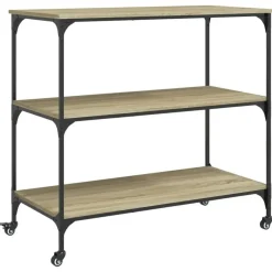 vidaXL - Keukentrolley - Bruin - Bewerkt hout Online