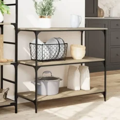 vidaXL - Keukentrolley - Bruin - Bewerkt hout Online