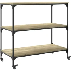 vidaXL - Keukentrolley - Bruin - Bewerkt hout Online