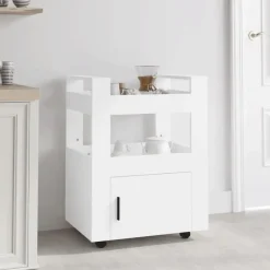 vidaXL - Keukentrolley - Wit - Bewerkt hout Discount