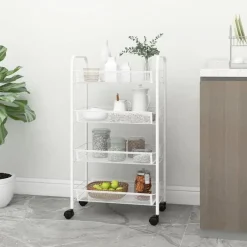 vidaXL - Keukentrolley - Wit - IJzer - 46 x 26 x 85 cm Hot