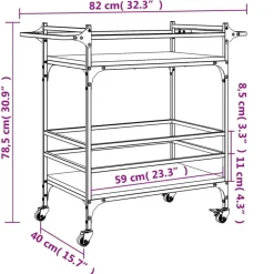 vidaXL - Keukentrolley - Zwart - Bewerkt hout