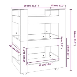 vidaXL - Keukentrolley - Zwart - Bewerkt hout