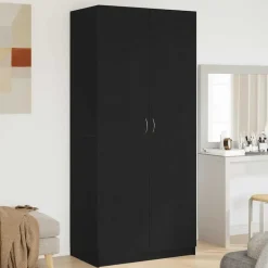 vidaXL - Kledingkast - Zwart - Bewerkt hout Outlet