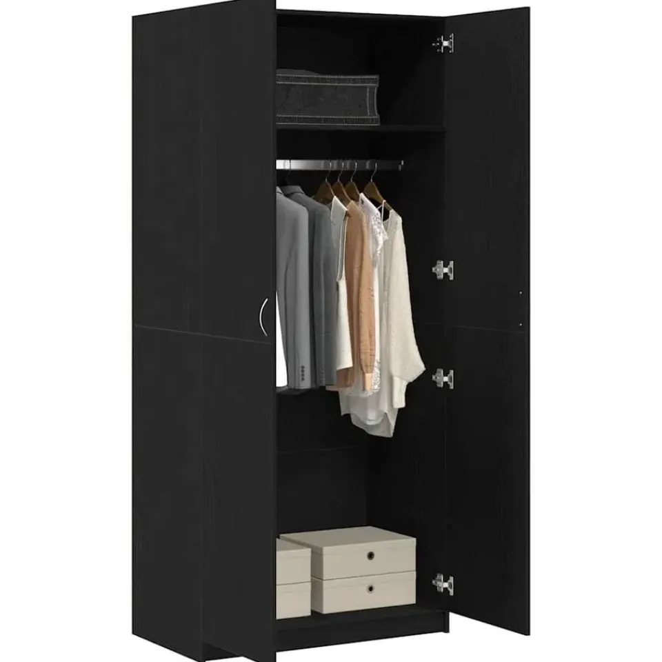 vidaXL - Kledingkast - Zwart - Bewerkt hout Outlet