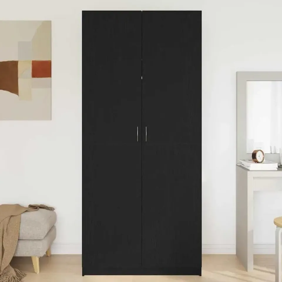 vidaXL - Kledingkast - Zwart - Bewerkt hout Outlet