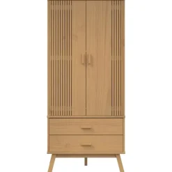 vidaXL - Kledingkast OLDEN met 2 lades - Grenenhout - Bruin - 76.5x53x172 cm Sale