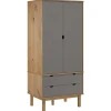 vidaXL - Kledingkast OTTA met 2 lades - Hout - Bruin en grijs - 76.5x53x172 cm Outlet