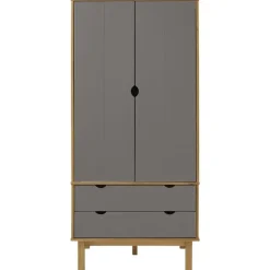 vidaXL - Kledingkast OTTA met 2 lades - Hout - Bruin en grijs - 76.5x53x172 cm Outlet