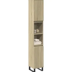 vidaXL - Kolomkast met 2 deuren 2 vakken - Sonoma eiken - Hout - 30x30x190 cm Outlet
