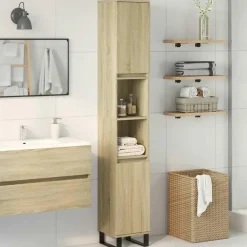 vidaXL - Kolomkast met 2 deuren 2 vakken - Sonoma eiken - Hout - 30x30x190 cm Outlet
