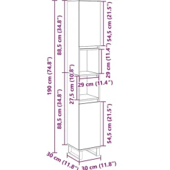 vidaXL - Kolomkast met 2 deuren 2 vakken - Sonoma eiken - Hout - 30x30x190 cm Outlet