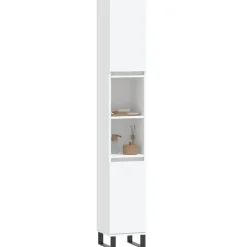 vidaXL - Kolomkast met 2 deuren 2 vakken - Wit - Hout en ijzer - 30x30x190 cm Best