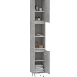 vidaXL - Kolomkast met 2 deuren - Betongrijs - Hout en ijzer - 30x30x190 cm Clearance