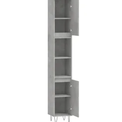 vidaXL - Kolomkast met 2 deuren - Betongrijs - Hout en ijzer - 30x30x190 cm Clearance