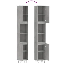 vidaXL - Kolomkast met 2 deuren - Betongrijs - Hout en ijzer - 30x30x190 cm Clearance