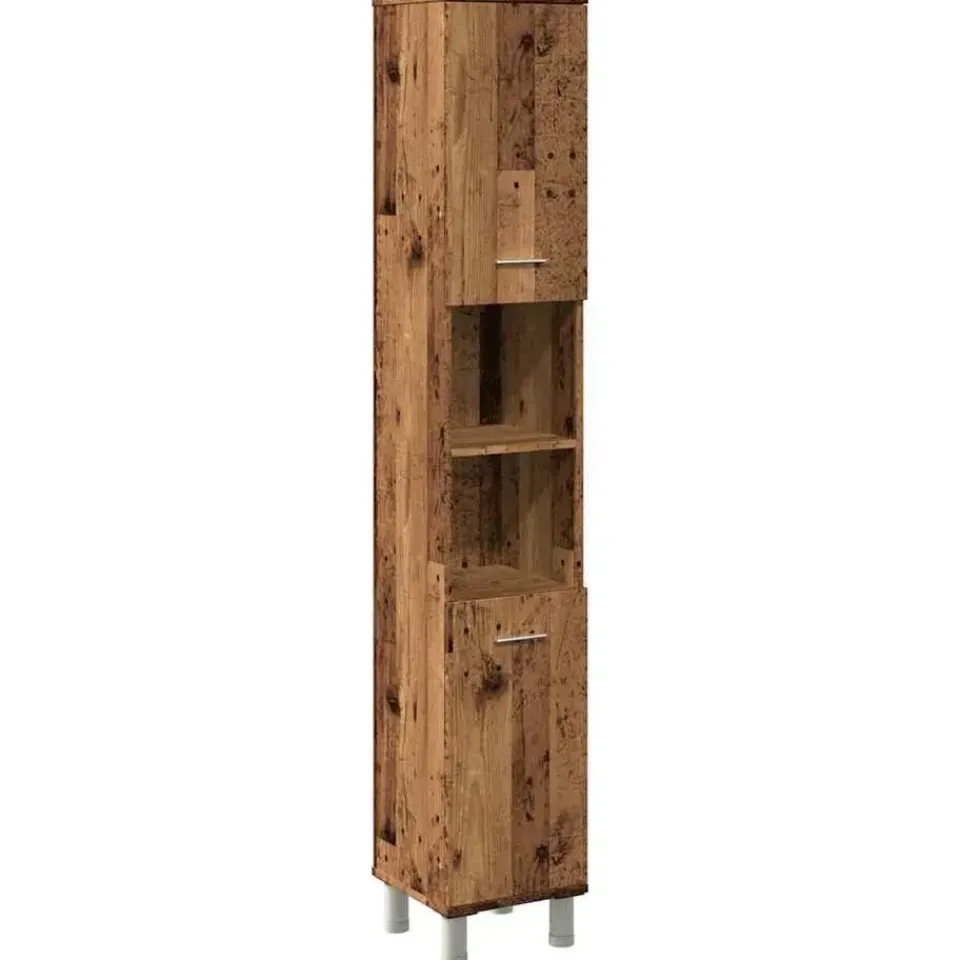 vidaXL - Kolomkast met 2 deuren 2 vakken oud hout - Bewerkt hout - 30x30x179 cm Discount