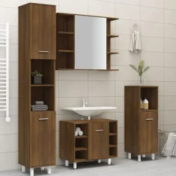 vidaXL - Kolomkast met 2 deuren - Bruin eiken - Bewerkt hout - 30x30x179 cm Sale