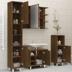 vidaXL - Kolomkast met 2 deuren - Bruin eiken - Bewerkt hout - 30x30x179 cm Sale