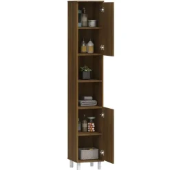 vidaXL - Kolomkast met 2 deuren - Bruin eiken - Bewerkt hout - 30x30x179 cm Sale