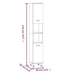 vidaXL - Kolomkast met 2 deuren - Bruin eiken - Bewerkt hout - 30x30x179 cm Sale