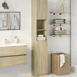 vidaXL - Kolomkast met 2 deuren 2 vakken - Sonoma eiken - Hout - 32x25.5x190 cm Sale