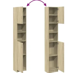 vidaXL - Kolomkast met 2 deuren 2 vakken - Sonoma eiken - Hout - 32x25.5x190 cm Sale