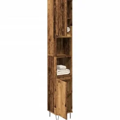 vidaXL - Kolomkast met 2 deuren 2 vakken oud hout - Ijzer en hout - 30x30x190 cm Online