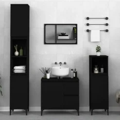 vidaXL - Kolomkast met 2 deuren 2 vakken - Zwart - Bewerkt hout - 30x30x190 cm Outlet