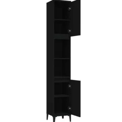 vidaXL - Kolomkast met 2 deuren 2 vakken - Zwart - Bewerkt hout - 30x30x190 cm Outlet
