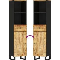 vidaXL - Kolomkast met 1 lade 1 deur 2 vakken - Lichtbruin - Hout - 38x33x160 cm