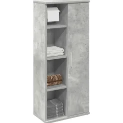 vidaXL - Kolomkast met rolhouder - Betongrijs - Bewerkt hout - 39x22x90 cm New