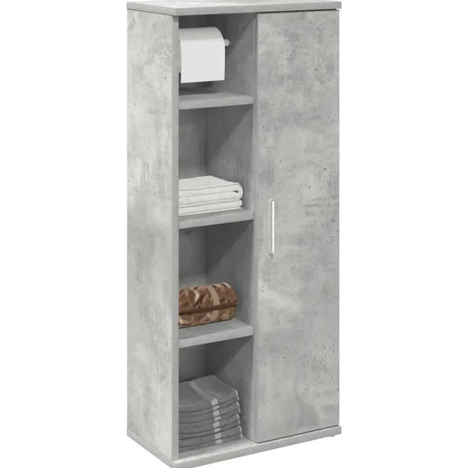 vidaXL - Kolomkast met rolhouder - Betongrijs - Bewerkt hout - 39x22x90 cm New