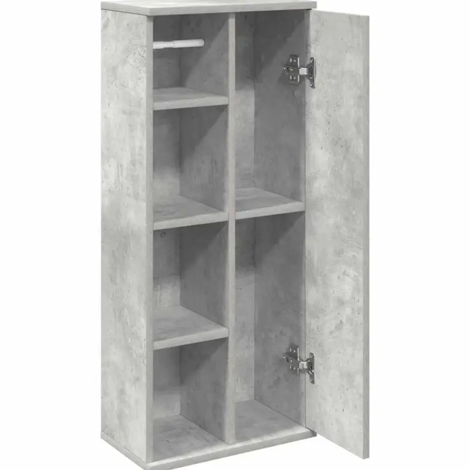 vidaXL - Kolomkast met rolhouder - Betongrijs - Bewerkt hout - 39x22x90 cm New