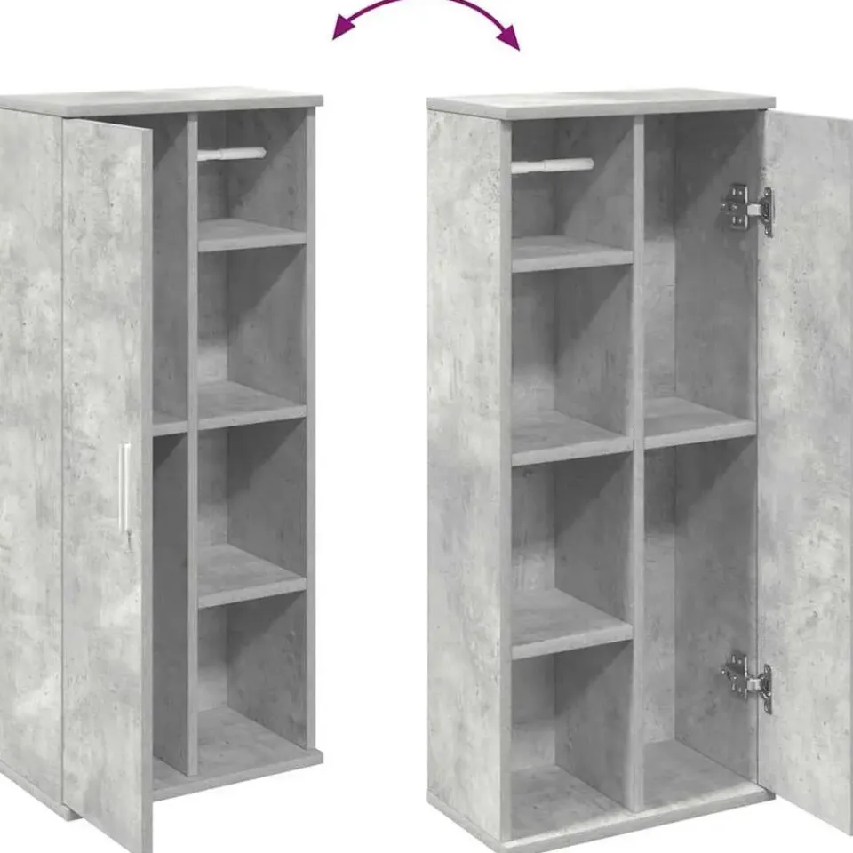 vidaXL - Kolomkast met rolhouder - Betongrijs - Bewerkt hout - 39x22x90 cm New