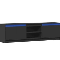 vidaXL - LED TV-meubel met 4 deuren en 2 vakken - Zwart - Hout - 180x34x50 cm Online