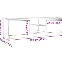 vidaXL - LED TV-meubel met 2 deuren - Zwart eiken - Hout en glas - 120x30x36 cm New