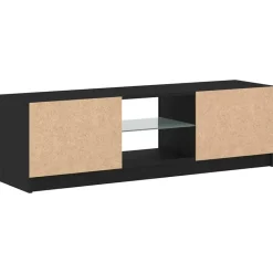 vidaXL - LED TV-meubel met 2 deuren - Zwart eiken - Hout en glas - 120x30x36 cm New